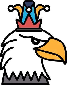 A cartoon eagle with a crown on its head イラスト素材