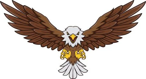 Cartoon eagle flying on white background Stock Illustration