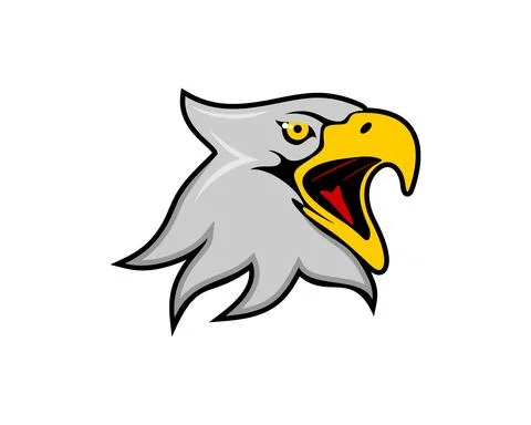 Cartoon eagle head with roar beak Stock Illustration