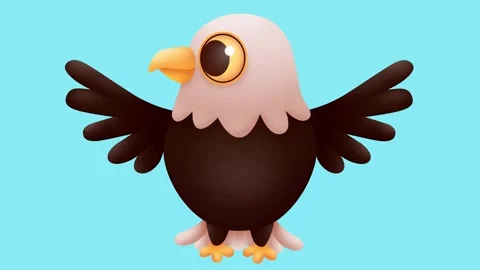 Cartoon eagle with open wings. Abstract loop animation Stock Footage 291177139