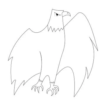Cartoon eagle outline. Vector illustration isolated on white background. Deco Stock Illustration