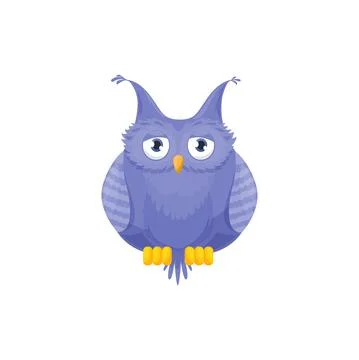 Cartoon eagle-owl smart bird, childish owlet fowl Stock Illustration