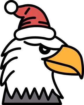 A cartoon eagle with a red hat on its head イラスト素材