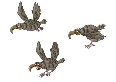Cartoon eagle. A set of eagles in different poses. Stock Illustration