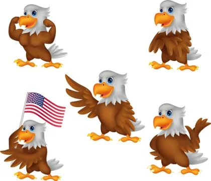 Cartoon eagles collection set Stock Illustration