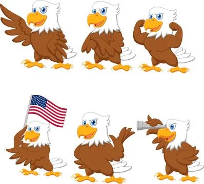 Cartoon eagles collection set Stock Illustration