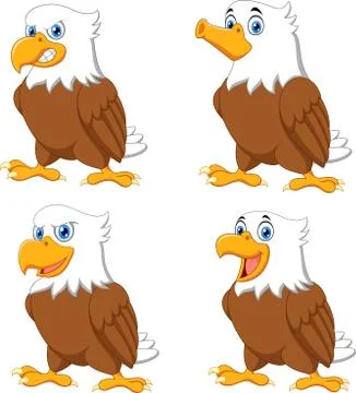 Cartoon eagles collection set Stock Illustration