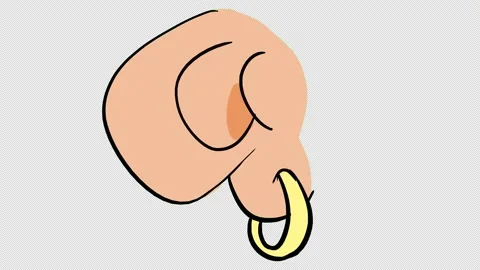 Cartoon ear with an earring on a green screen. Hearing organ in 2D style. Stock Stock Footage 184501129