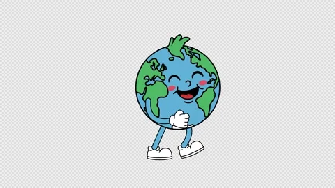 Cartoon Earth Character Walking Loop Animation Alpha Channel Stock Footage 331781837