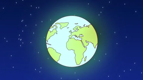 Cartoon Earth On Dark Space Stock Footage 219555638