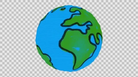 Cartoon Earth Rotate and Loop in Alpha Matte Stock Footage