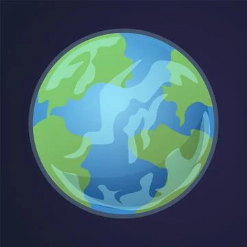 Cartoon earth. Solar system planet. View of world from space. America and Europe Stock Illustration