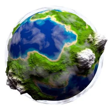 Cartoon earth with some clouds Stock Illustration