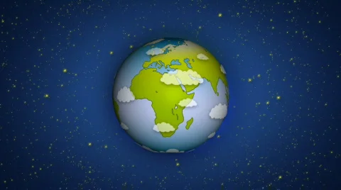 Cartoon Earth Zoom-In HD Loopable Stock Footage