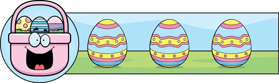 Cartoon Easter Basket Graphic Stock Illustration