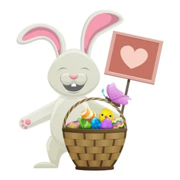Cartoon Easter Bunny with Basket Illustration Stock Illustration
