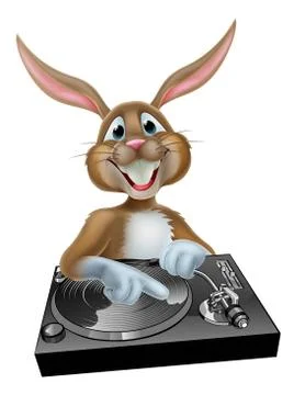Cartoon Easter Bunny DJ Stock Illustration