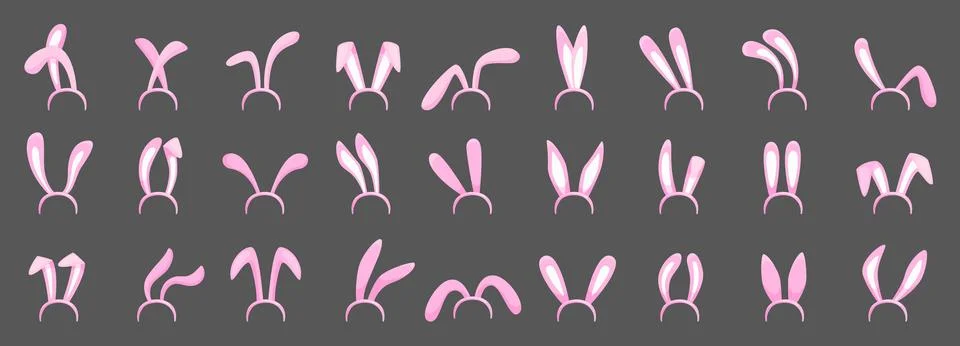 Cartoon easter bunny ears, rabbit ear costume decorative elements. Headband Stockillustratie
