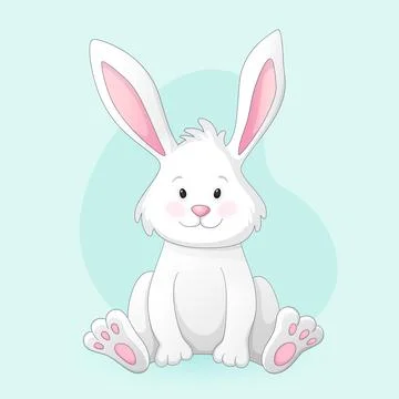 Cartoon Easter bunny with friendly expression Semi realistic vector illustr.. Illustrazione stock