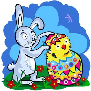 Cartoon easter bunny Stock Illustration