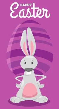 Cartoon Easter bunny with painted egg greeting card Cartoon illustration o... 写真素材