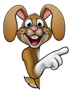 Cartoon Easter Bunny Rabbit Pointing Stock Illustration