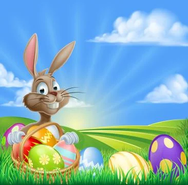 Cartoon Easter Bunny Scene Stock Illustration