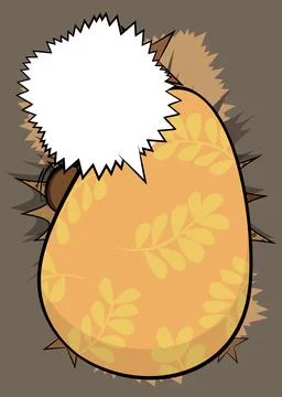 Cartoon Easter Egg with blank speech bubble, comic book ... background. Ret.. Stockillustratie