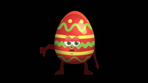 Cartoon Easter Egg Character. Bad Animation with Alpha Channel Video stock 85660330