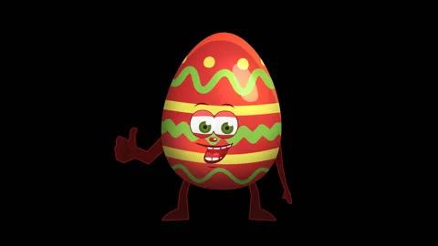 Cartoon Easter Egg Character. Good Animation with Alpha Channel 動画素材 85660334