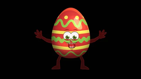 Cartoon Easter Egg Character. Happy Jumping Animation with Alpha Channel Video stock 85660336
