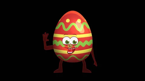 Cartoon Easter Egg Character. Hi Animation with Alpha Channel Video stock 85660340