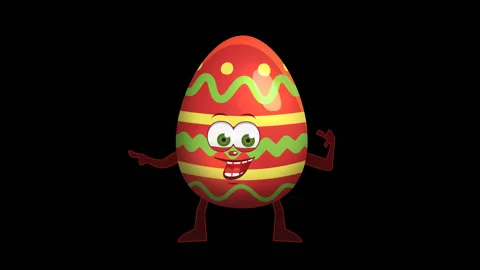 Cartoon Easter Egg Character. Left Animation with Alpha Channel Stock-Footage 85660365