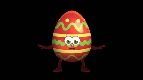 Cartoon Easter Egg Character. Pointer Double Bad Animation with Alpha Channel Video stock 85660362
