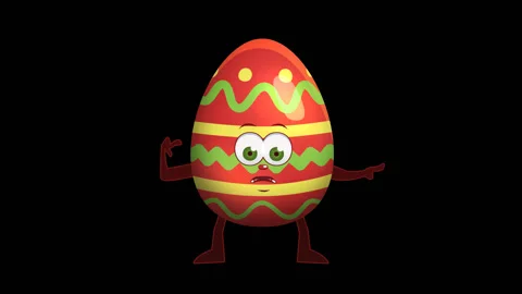 Cartoon Easter Egg Character. Pointer Right Bad Animation with Alpha Channel Stock-Footage 85660396