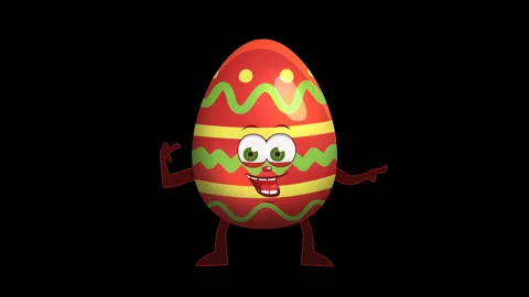 Cartoon Easter Egg Character. Right Animation with Alpha Channel Video stock 85660390