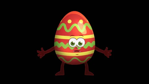 Cartoon Easter Egg Character. Shrug Not Know Animation with Alpha Channel Video stock 85660356