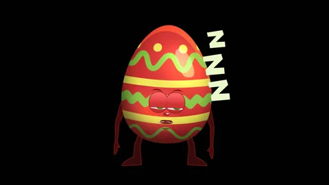 Cartoon Easter Egg Character. Sleep Animation with Alpha Channel Video stock 85660404