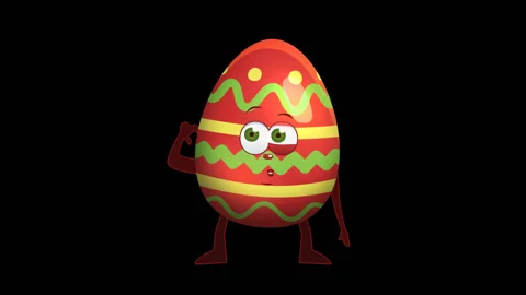 Cartoon Easter Egg Character. Think Animation with Alpha Video stock 85660433