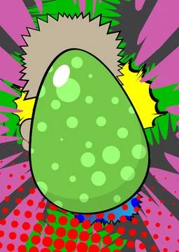 Cartoon Easter Egg, comic book Celebration. Retro vector comics pop art desig Illustrazione stock