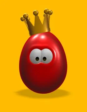 Cartoon easter egg with crown - 3d illustration Stock-Illustration