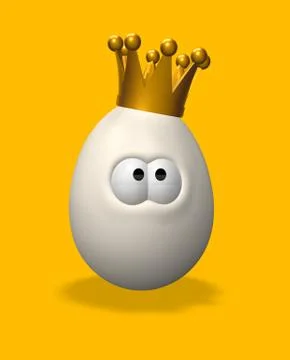 Cartoon easter egg with crown - 3d illustration Stock Illustration