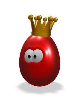 Cartoon easter egg with crown - 3d illustration Illustrazione stock