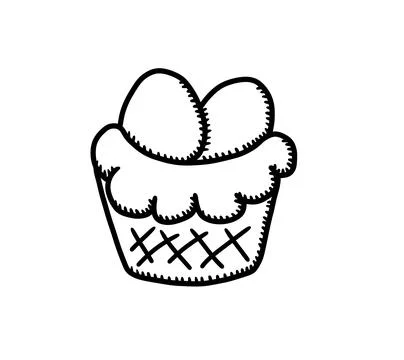 Cartoon Easter Eggs Basket Doodle Stock Illustration