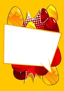 Cartoon Easter Eggs with blank speech bubble, comic book Holiday Invitation.. イラスト素材