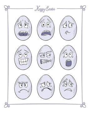 Cartoon Easter eggs, happy easter, emotions Stock Illustration