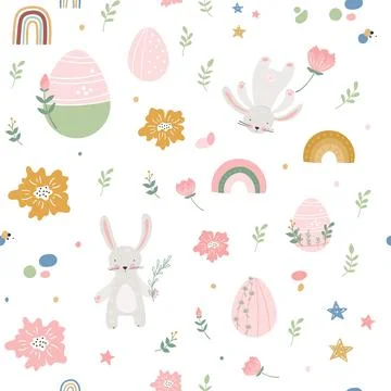 Cartoon easter eggs pattern for wrapping paper Stock Illustration