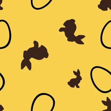 Cartoon Easter rabbit seamless bunnies and eggs pattern for wrapping paper Stock Illustration