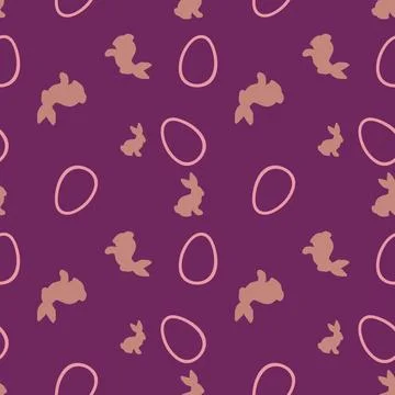 Cartoon Easter rabbit seamless bunnies and eggs pattern for wrapping paper Stock Illustration