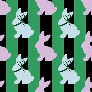 Cartoon Easter rabbit seamless bunnies pattern for wrapping paper Stock Illustration